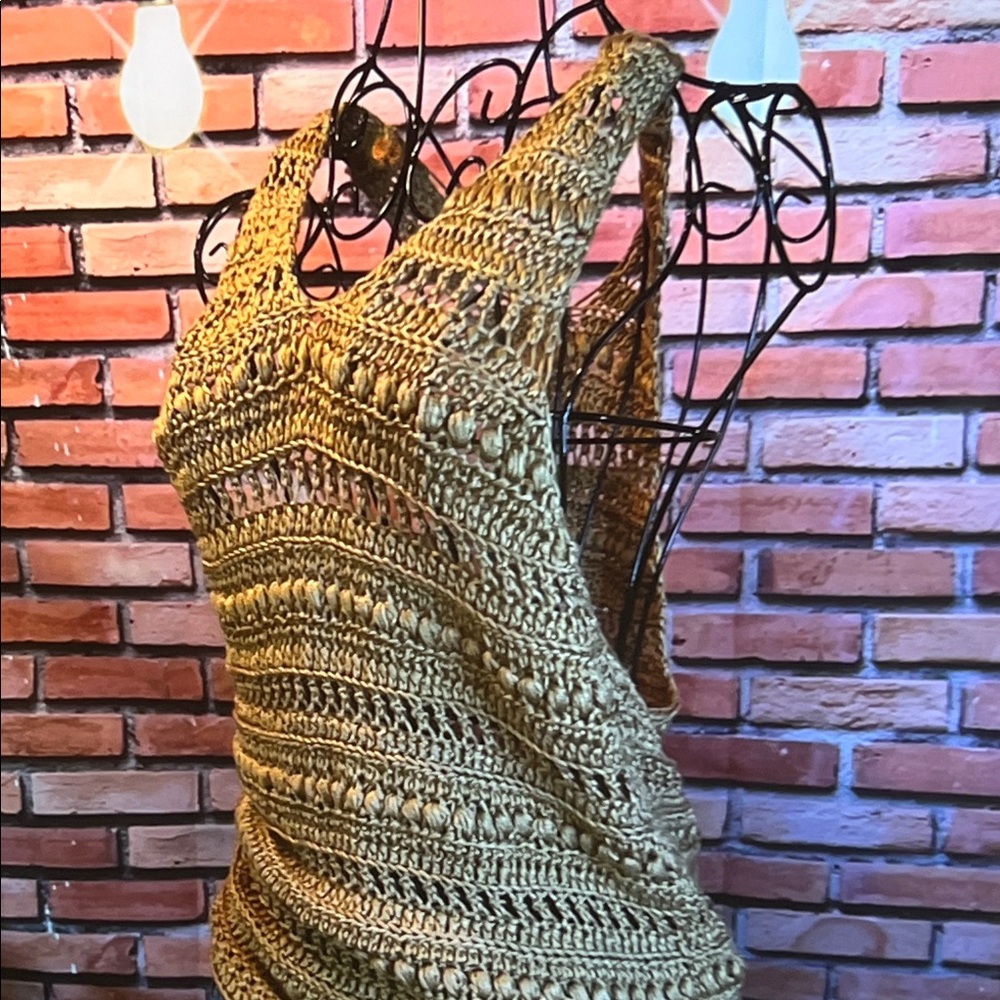 🎽 Left Hook™️ Crochet Tank — Antique Gold — Fits M/L / G